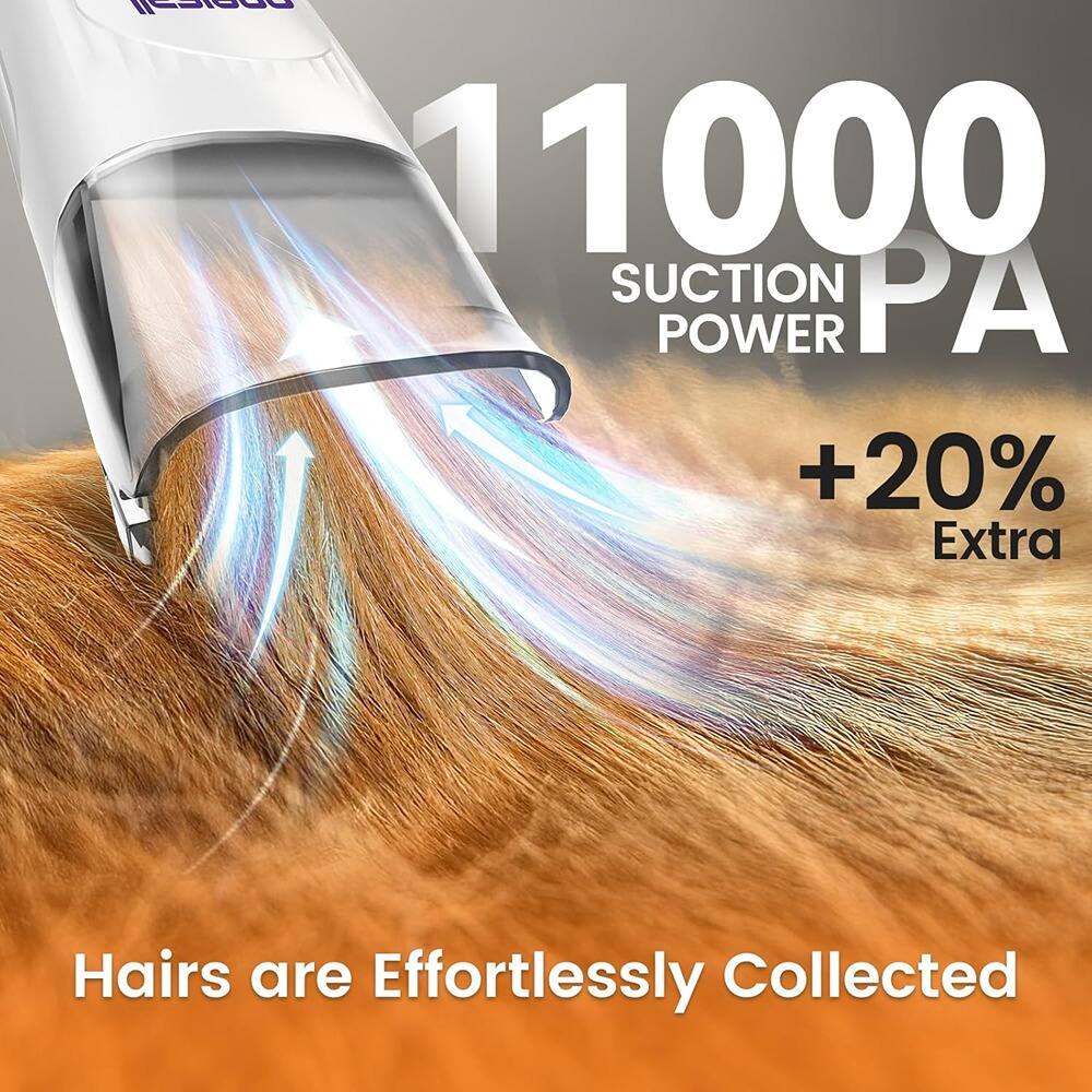 11000 SUCTION PA POWER  
+20% Extra  
Hairs are Effortlessly Collected