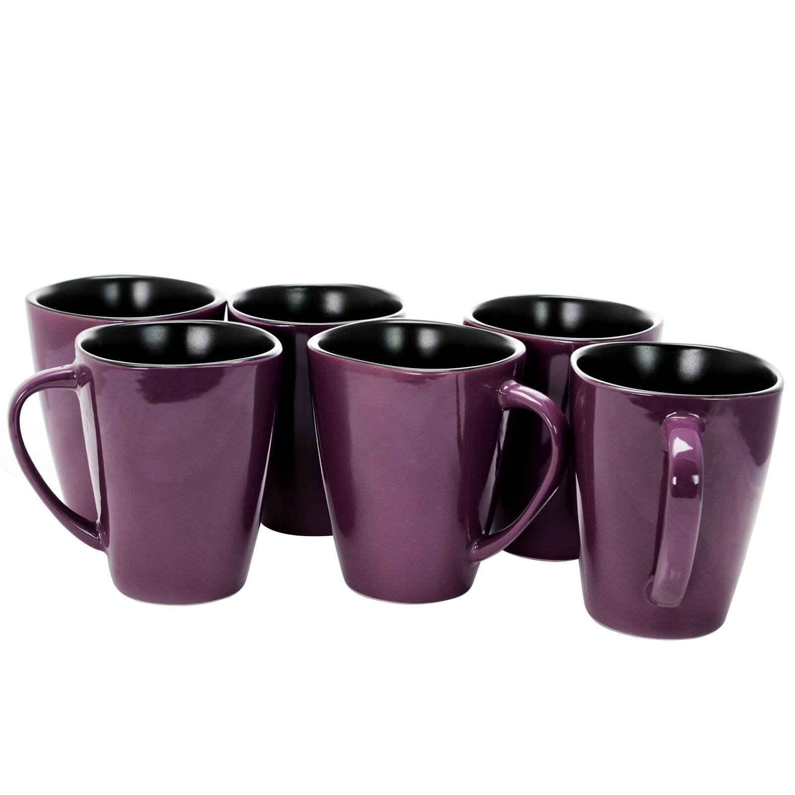 Alt View 3. Elama - Elama Mulberry 14 oz Stoneware Mugs in Purple, Set of 6 - Purple.