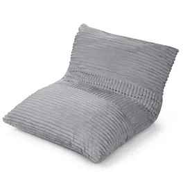 Costway - 3-in-1 Bean Bag Chair with Soft Crushed Sponge Comfy Corduroy Fabric Zippered Cover - Light Gray