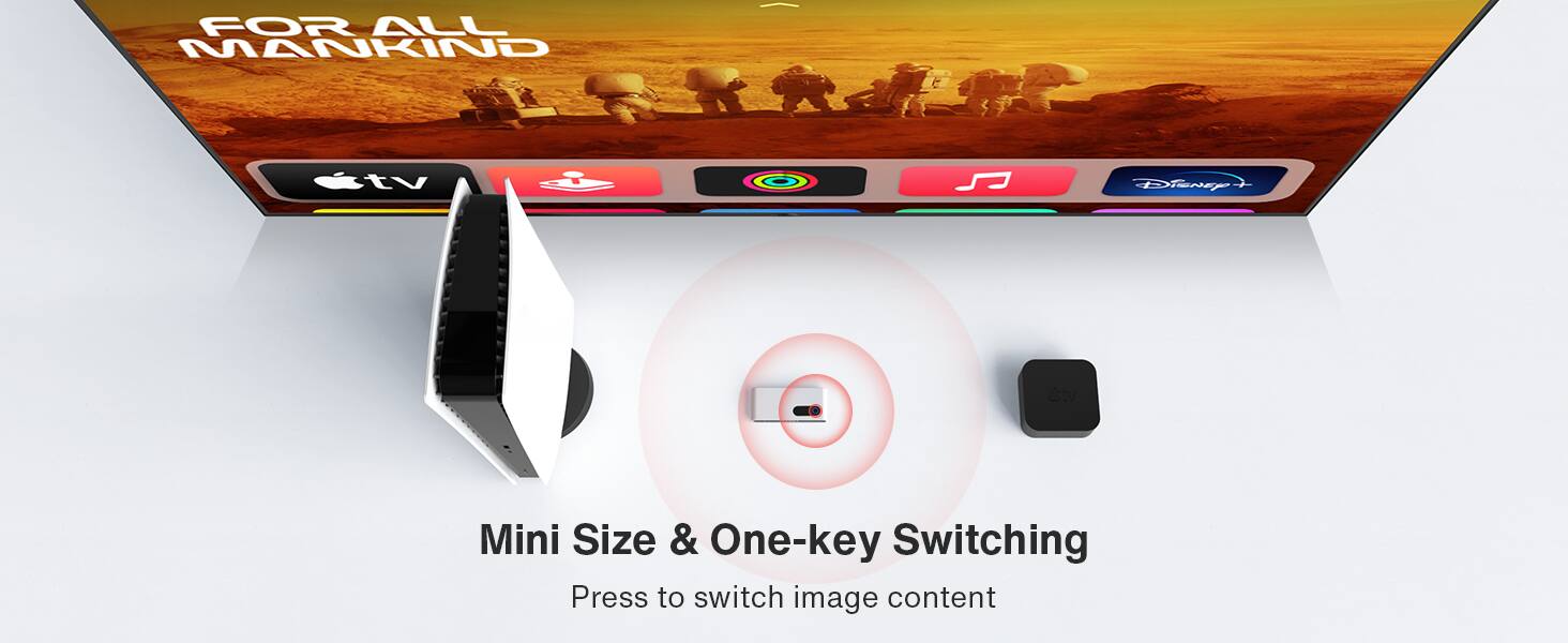 FOR ALL MANKIND

Mini Size & One-key Switching  
Press to switch image content