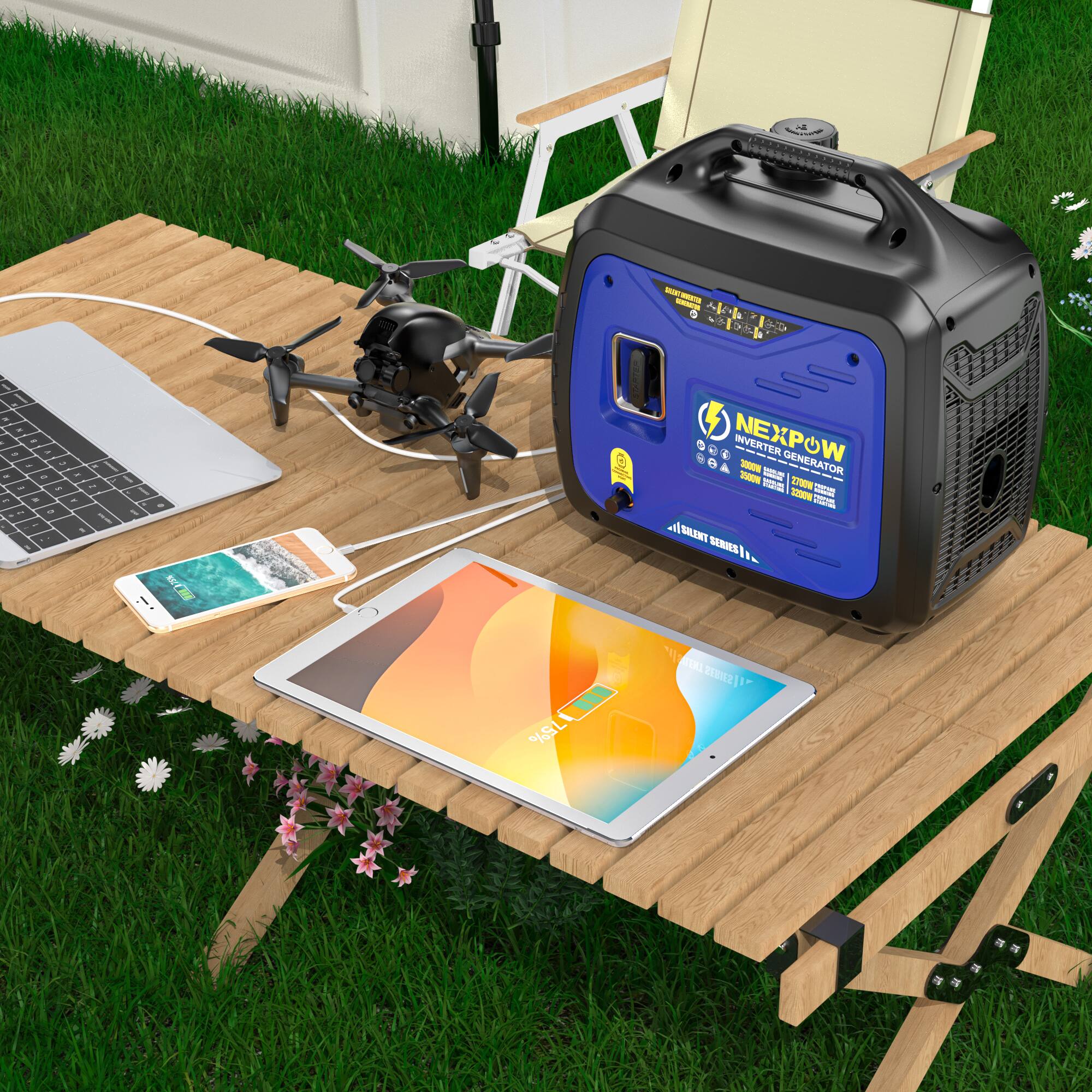 NEXPOW INVERTER GENERATOR  
3000 WATT  
2700 WATT PEAK  
120V 60Hz  
220V 50Hz  
2700 WATT PEAK  
120V 60Hz  
220V 50Hz  
12V DC 8.3A  
24V DC 4.15A  
3000 WATT  
120V 60Hz  
220V 50Hz  
12V DC 8.3A  
24V DC 4.15A  
ALIENT SERVICE