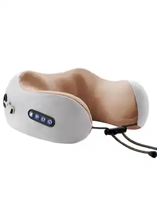 Front. Cubilan - Multifunctional U Shaped Neck Massager with Vibration Massage for Home Travel - Brown.