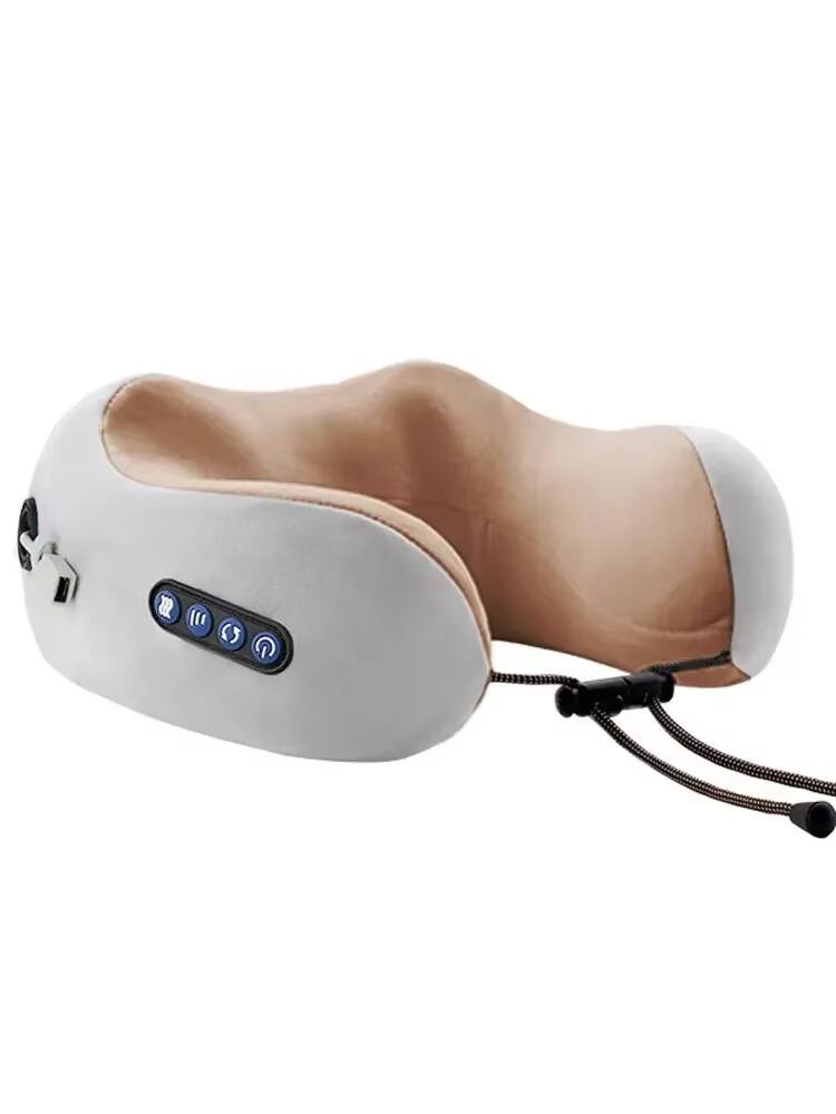 Front. Cubilan - Multifunctional U Shaped Neck Massager with Vibration Massage for Home Travel - Brown.