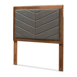 Baxton Studio - Iden Modern and Contemporary Fabric Upholstered and Finished Wood Twin Size Headboard - Dark Grey/Walnut Brown