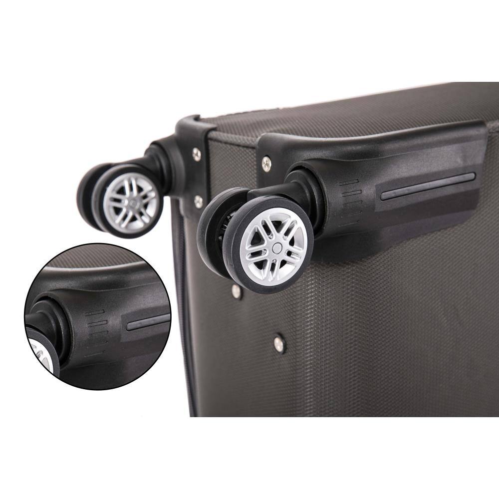 Back. BreeBe - 3-piece fabric soft luggage set with swivel wheels and password lock, 20/26/30 inches - Grey.