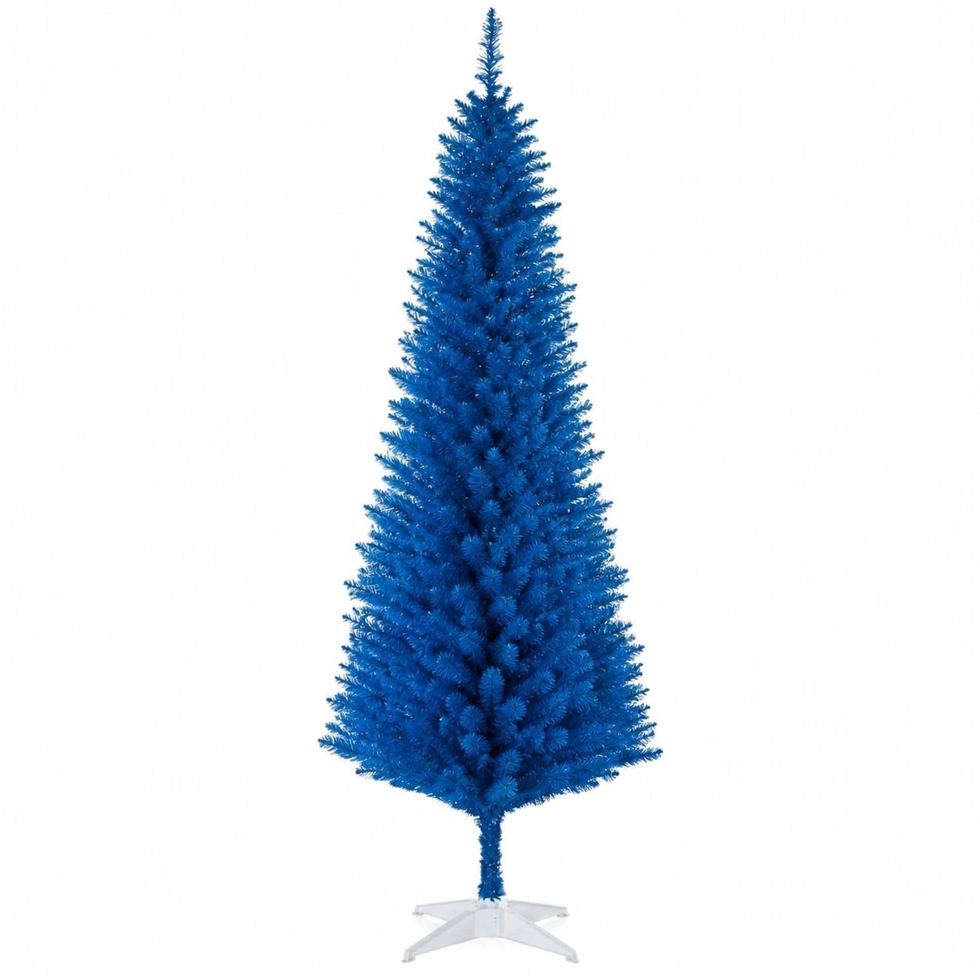 RYHNUYNE - Pencil Christmas Tree With Realistic Tips and Sturdy Stand - Blue