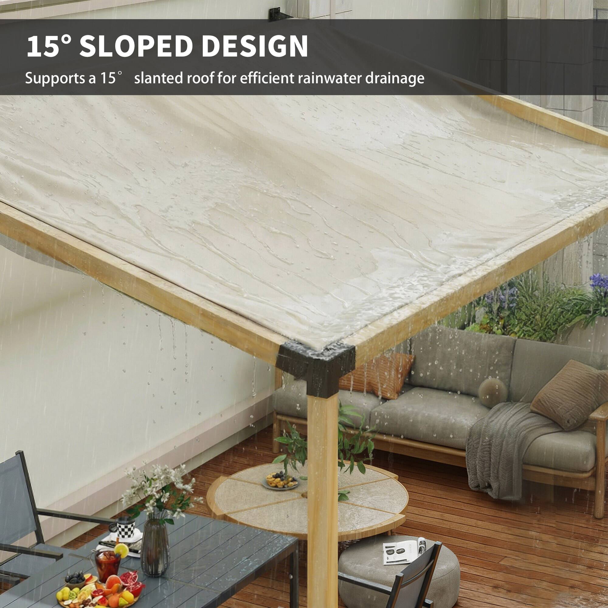 15° SLOPED DESIGN  
Supports a 15° slanted roof for efficient rainwater drainage