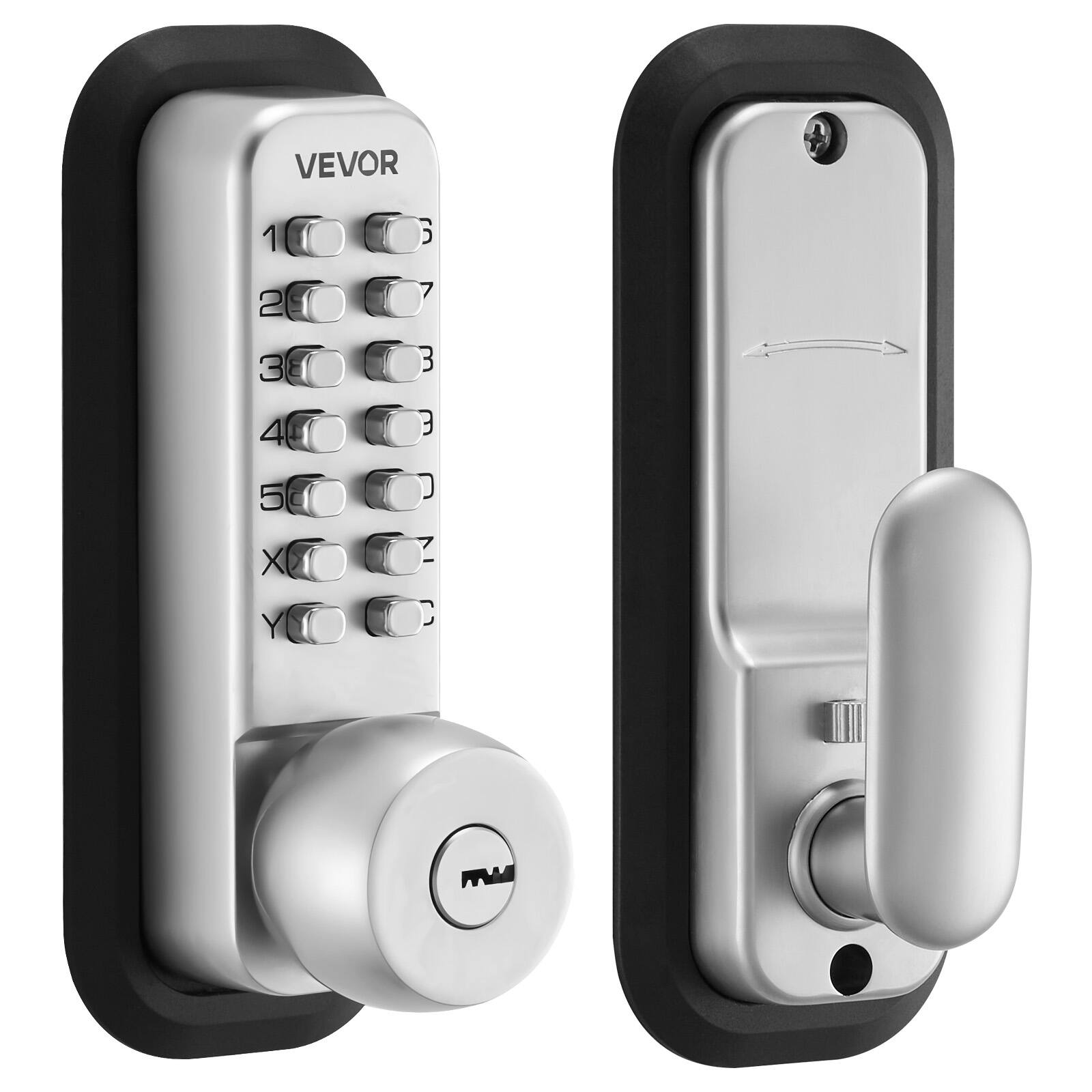 Alt View 5. VEVOR - Mechanical Keyless Entry Door Lock,2.0 Code Upgrade,4-7 Digits Code,Single-Sided Push Button Mechanical Keypad Door Knob - Sliver.