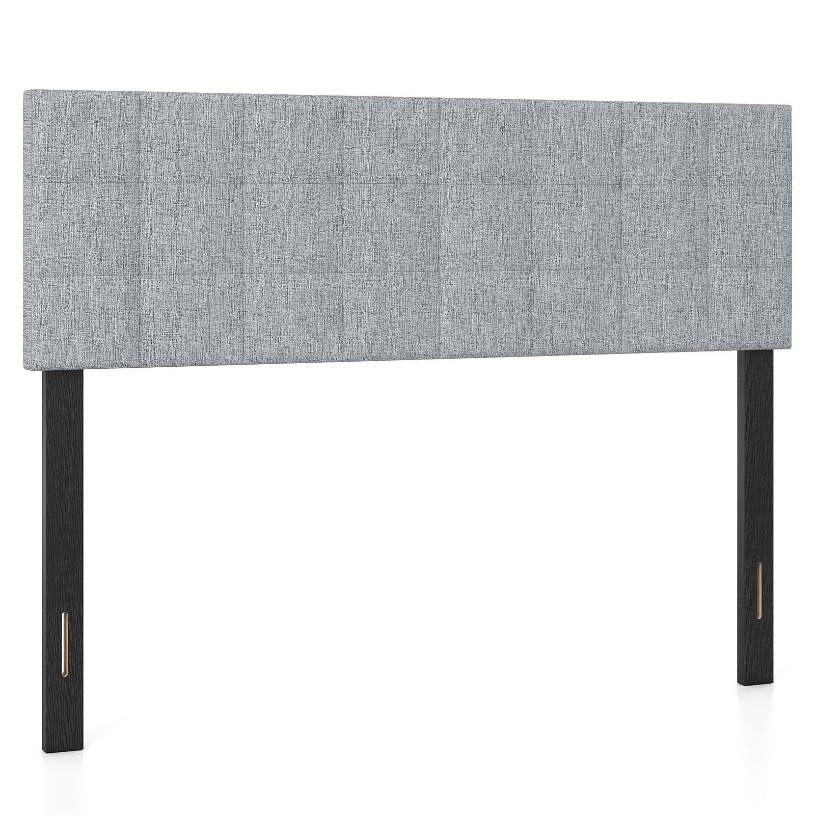 Alt View 9. Gymax - Gymax Upholstered Headboard Queen/Full Size Quilted Grid Linen Fabric Bed Frame Gray - Gray.