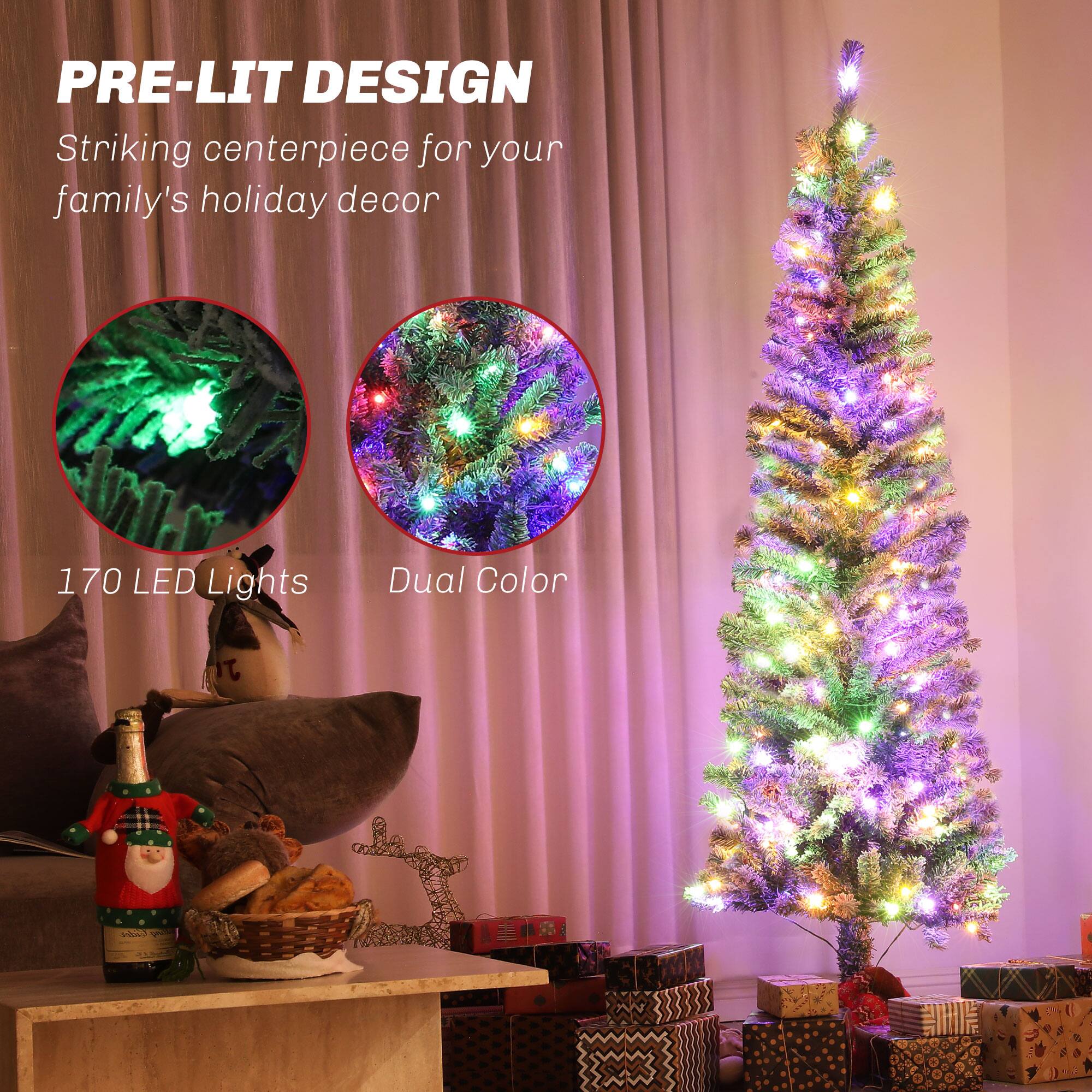 PRE-LIT DESIGN  
Striking centerpiece for your family's holiday decor  
170 LED Lights  
Dual Color