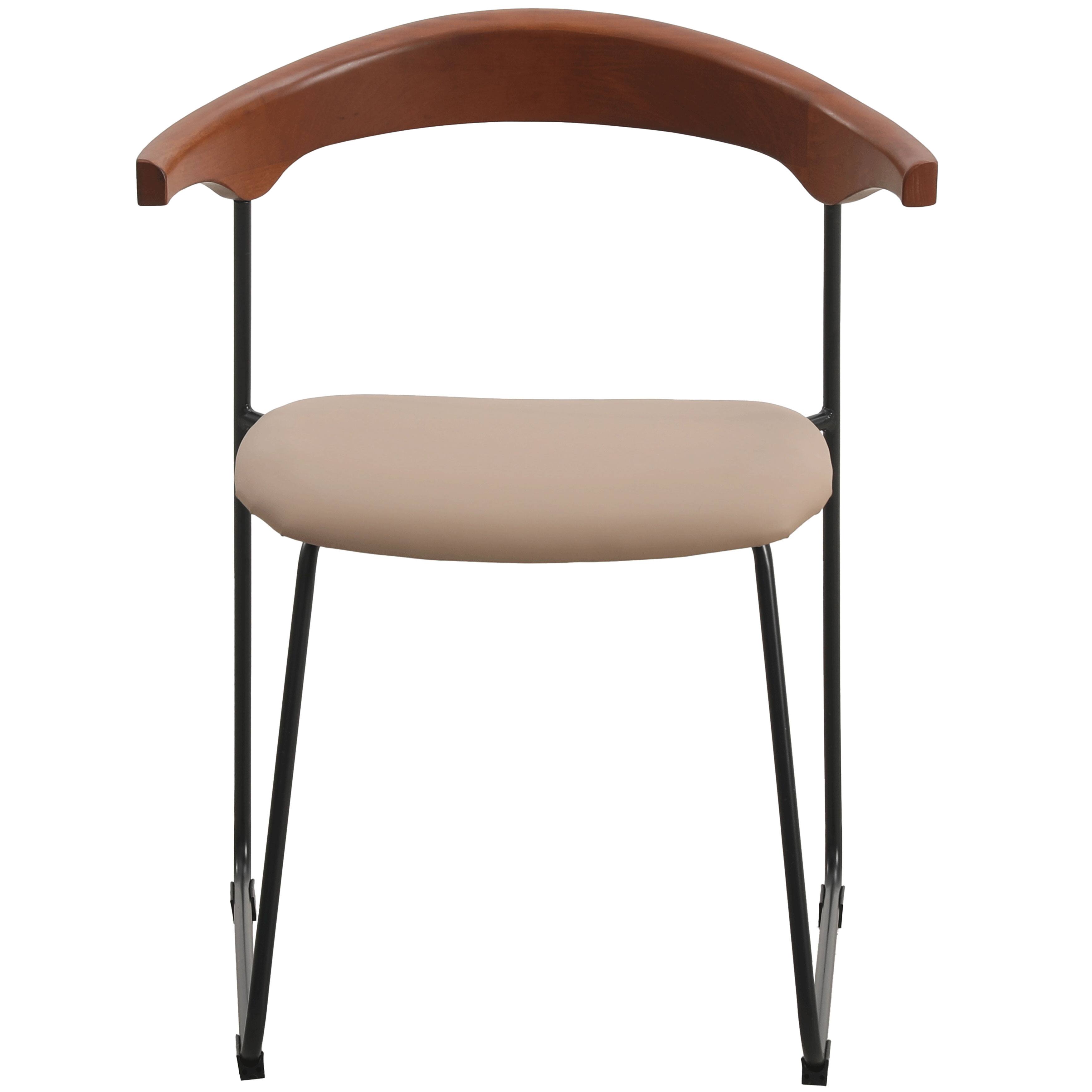 Alt View 3. LeisureMod - Lyra 2-PCS Modern Fabric & Beech Wood Dining Chair with Iron Legs - Dark Wood/Taupe.