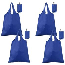 Unique Bargains - 4pcs Foldable Travel Bag Lightweight Polyester Reusable Grocery Tote Pouch for Women and Men Travel Beach Storage - Sapphire