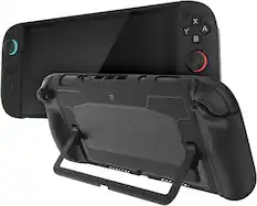 Front. TUDIA - TUDIA Snap-On Slim Dockable Case for Nintendo Switch 2 (2025) with Grip – Black, Black Back - Black, Black Back Cover.