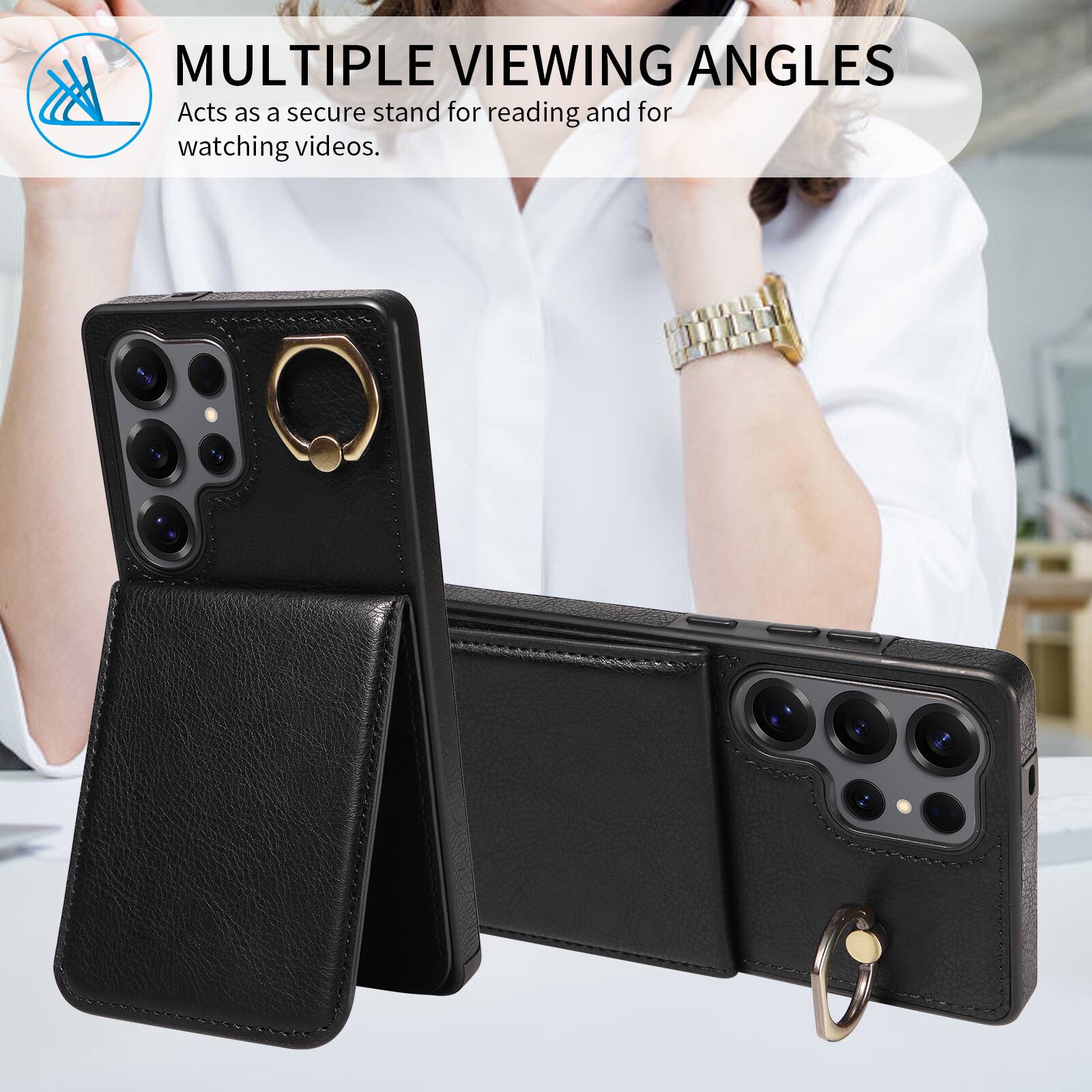 MULTIPLE VIEWING ANGLES  
Acts as a secure stand for reading and for watching videos.