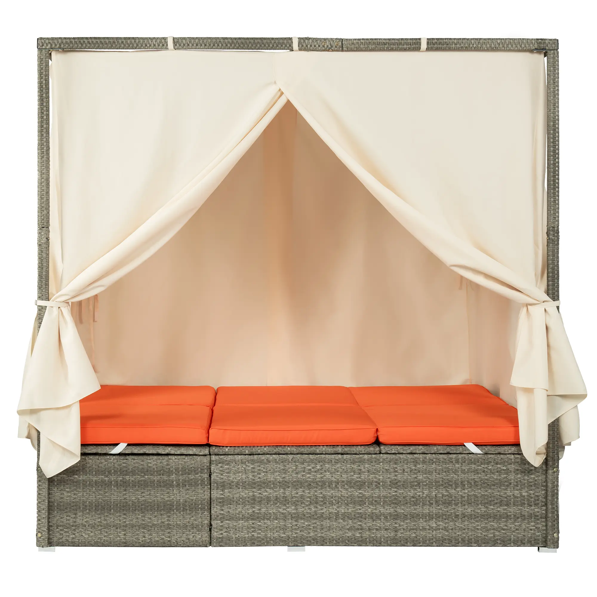 Alt View 1. Mondawe - Outdoor Adjustable Sun Lounger with Canopy, Recline and Removable Cushion - Orange.