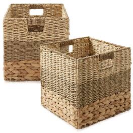 Casafield - Mixed Weave Hyacinth Seagrass Storage Basket Set - Natural Wicker - Natural, Mixed Weave
