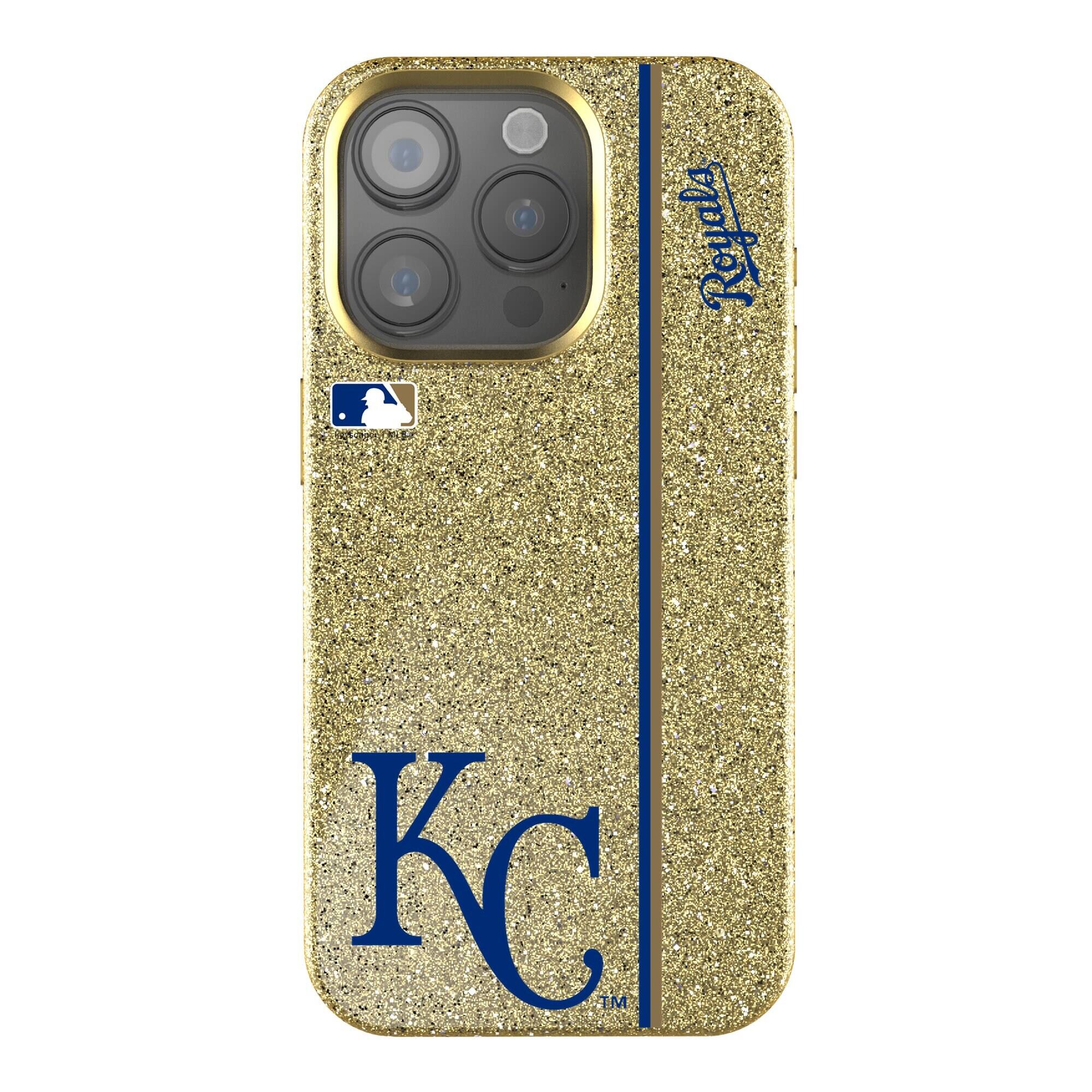 Front. Keyscaper - Kansas City Royals iPhone Bling Case - 14 Pro Max - Gold.