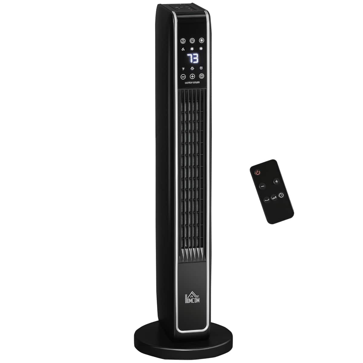 Loheer - Portable Electric Tower Heater, Oscillating Space Heater with Remote Control, 1500W, Black