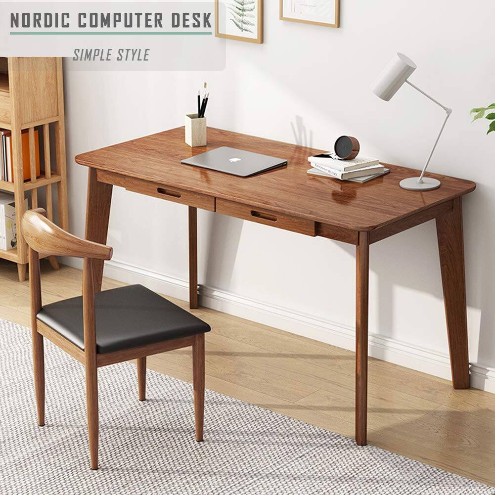 JETRANSPORT Solid Wood Writing Desk Home Office Workbench With Drawer ...
