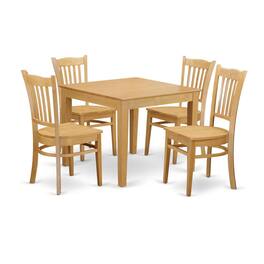 East West Furniture - 5 PC Kitchen Table set - Kitchen dinette Table and 4 Dining Chairs - Oak