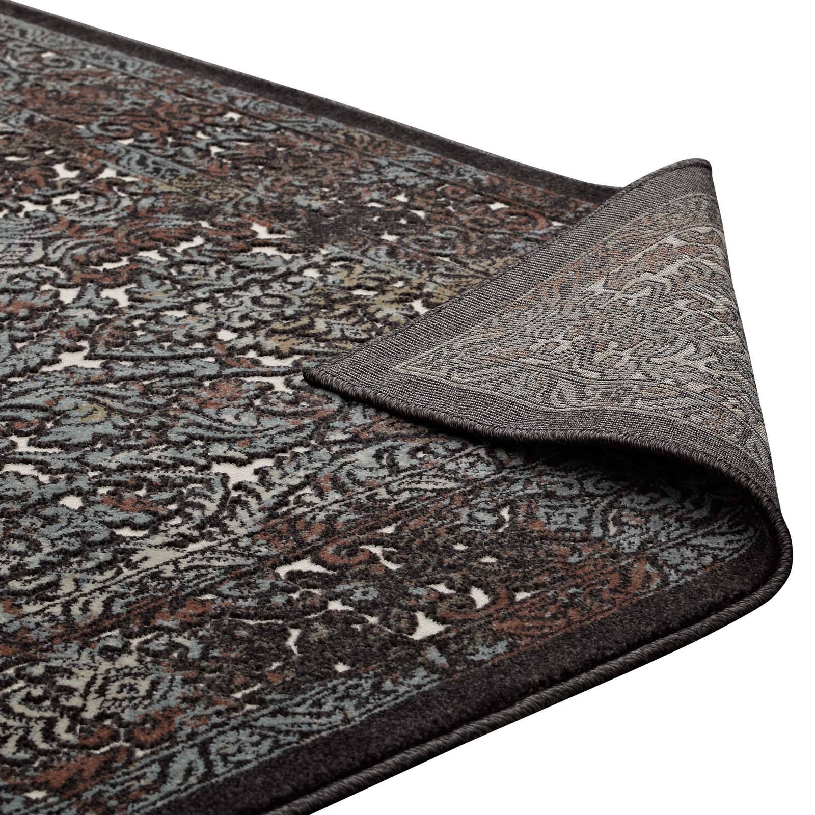 Alt View 4. Modway - Westia Ornate Turkish Vintage Area Rug - Dark Brown and Silver Blue.