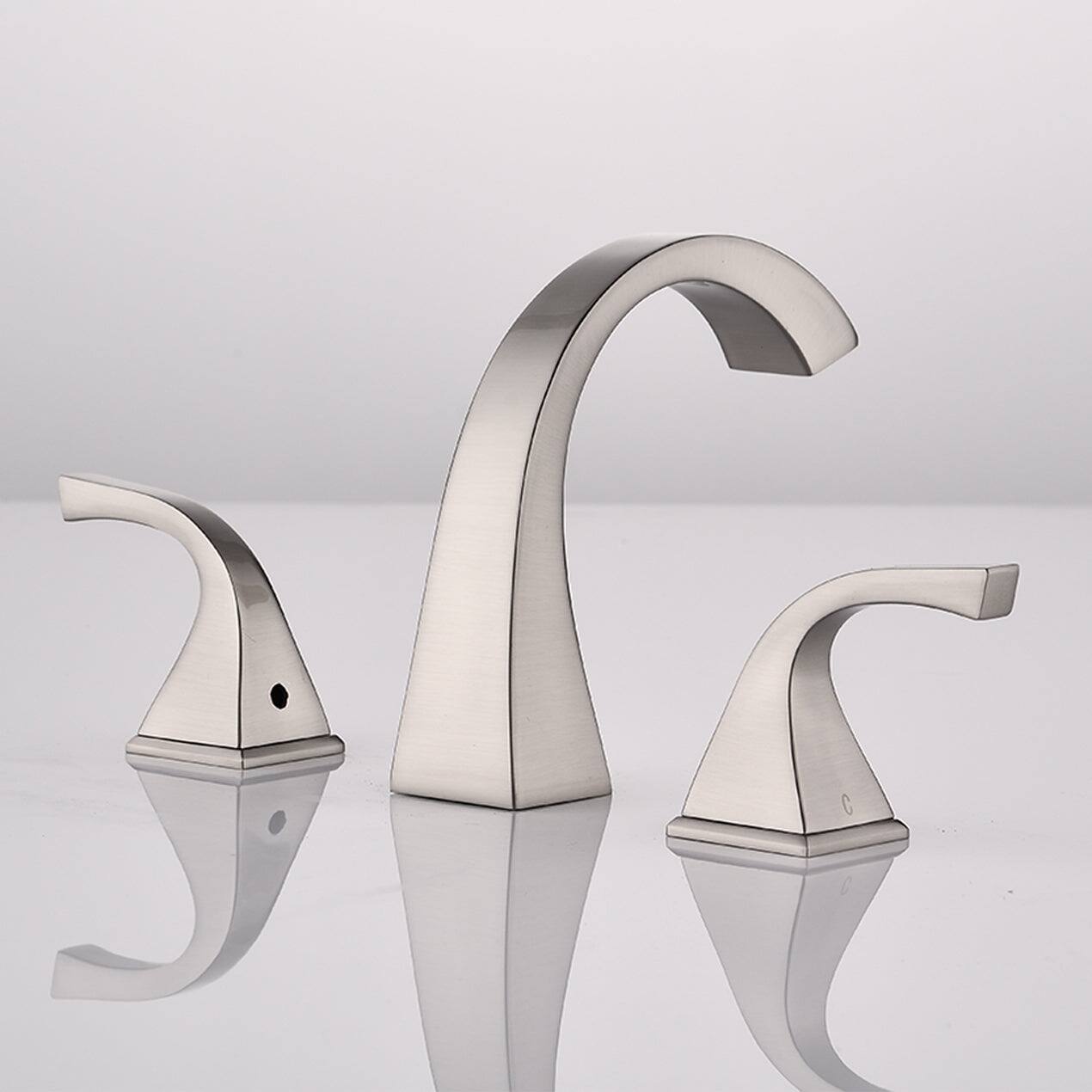 Alt View 6. Boyel Living - 8 Inch Widespread Three Hole 2 Handle Bathroom Faucet with Pop Up Drain in Brushed Nickel - Brushed Nickel.