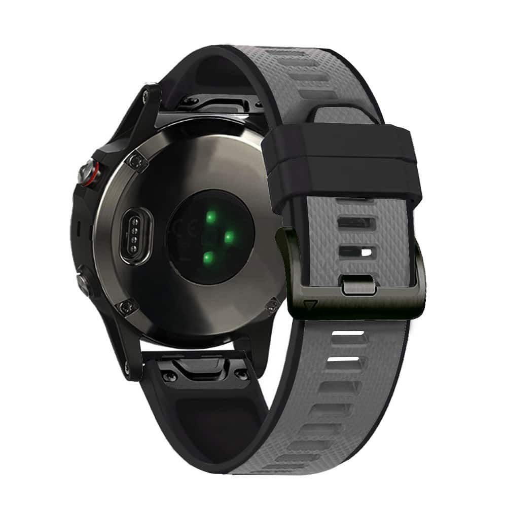 StrapsCo - ColorBlock Endurance Strap QuickFit 22 Silicone Rubber Watch Band For Garmin Instinct E – 45mm - Black & Light Grey
