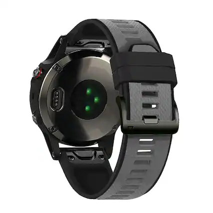 Front. StrapsCo - ColorBlock Endurance Strap QuickFit 22 Silicone Rubber Watch Band For Garmin D2 Mach 2 – 47mm - Black & Light Grey.