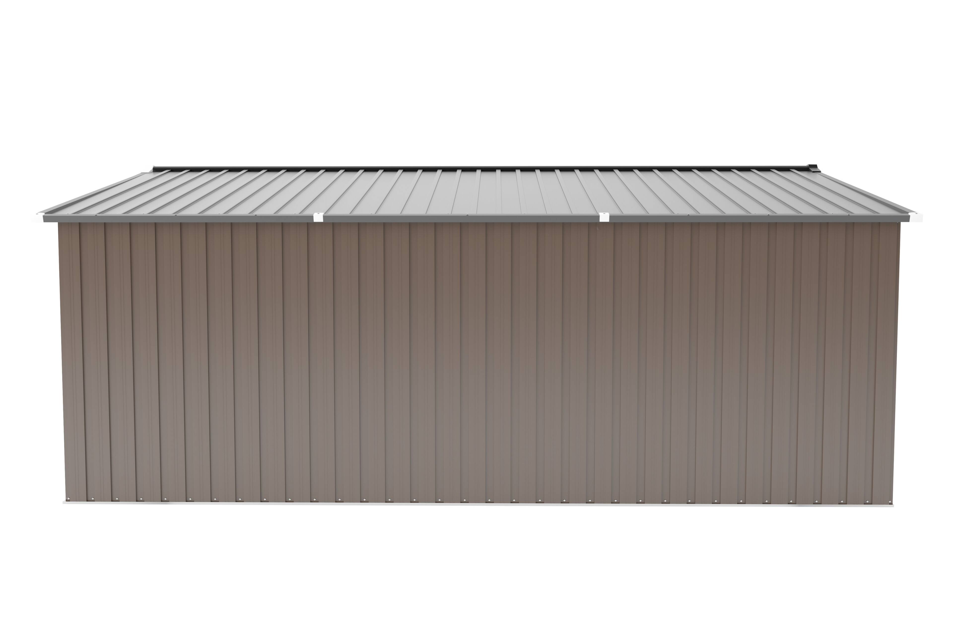 Alt View 7. Mondawe - 10x12 FT Outdoor Storage Shed with Color Steel Plate and Two Daylight Windows - Brown.