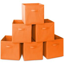 Casafield - (Set of 6) Collapsible Fabric Cubes - Storage Bins - Orange