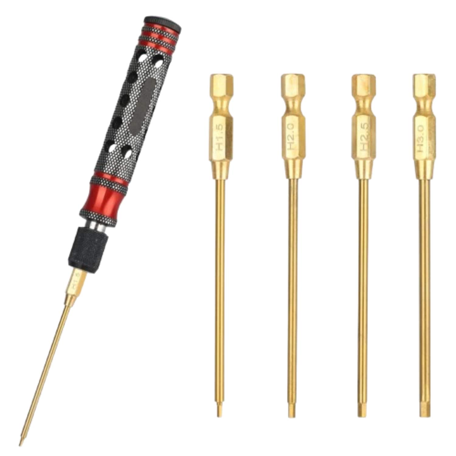 Home Collection - Metric Hex Head Bit Set for Drill RC Car Tool 1.5mm 2.0mm 2.5mm 3.0mm Kit - Gold