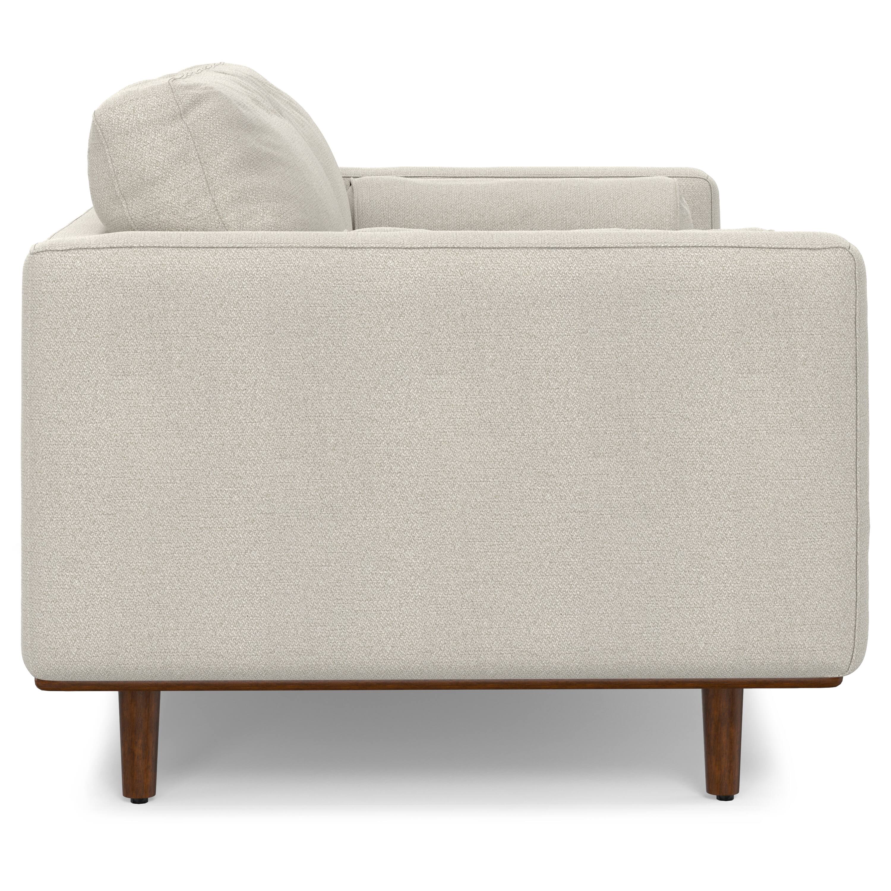 Back. Simpli Home - Morrison 72 inch Wide Mid-Century Modern Loveseat Sofa in Cream White Woven-Blend Fabric - Cream White.