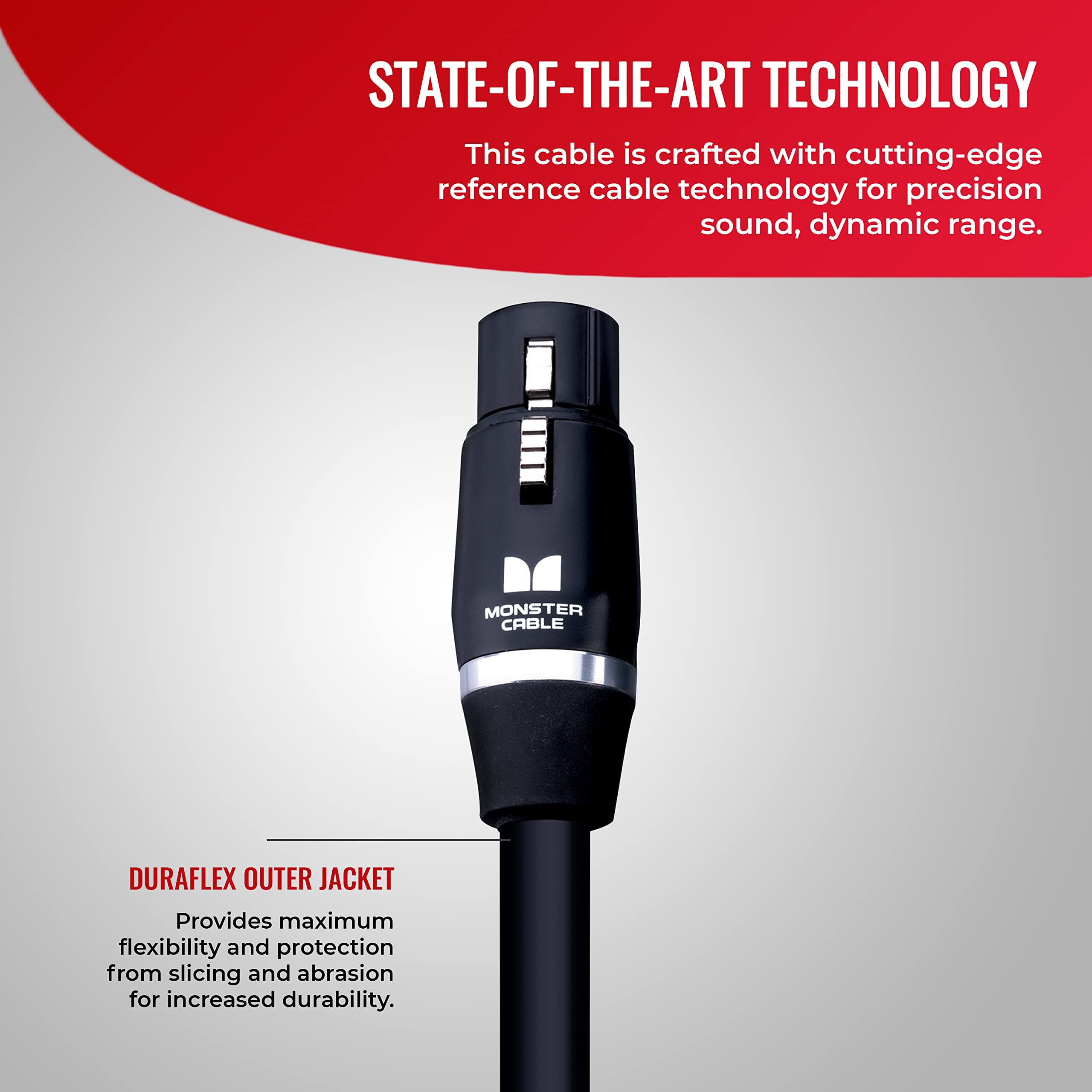 STATE-OF-THE-ART TECHNOLOGY  
This cable is crafted with cutting-edge reference cable technology for precision sound, dynamic range.

MONSTER CABLE DURAFLEX OUTER JACKET  
Provides maximum flexibility and protection from slicing and abrasion for increased durability.