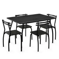 Costway 5 Piece Dining Set Table 30.0" And 4 Chairs Home Kitchen Room Breakfast Furniture - Black - Front_Zoom
