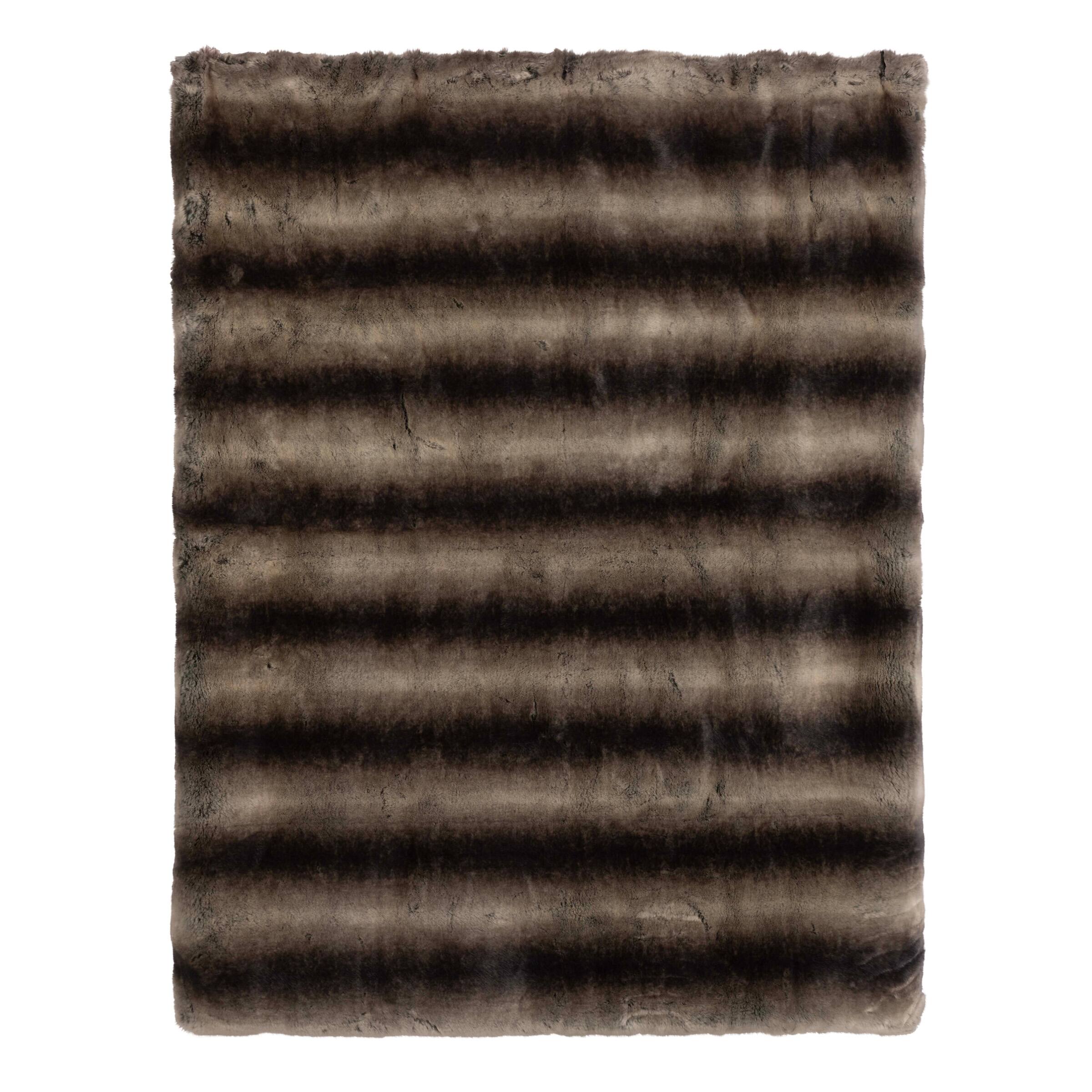 Front. Lavish Home - 60x70in Faux Fur Blanket - Gray and Brown.
