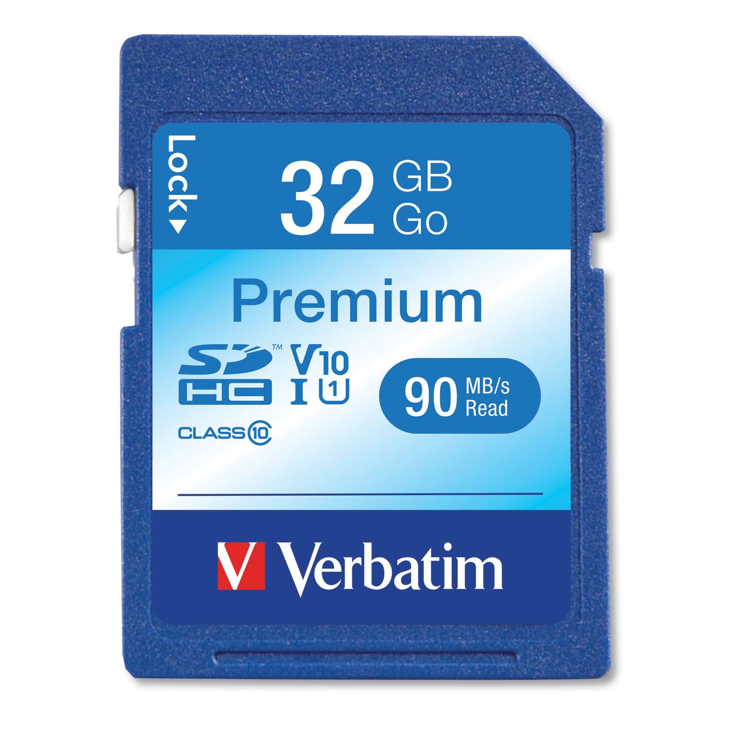 32 GB Go Premium  
SDHC V10  
Class 10  
U1  
90 MB/s Read  
Verbatim