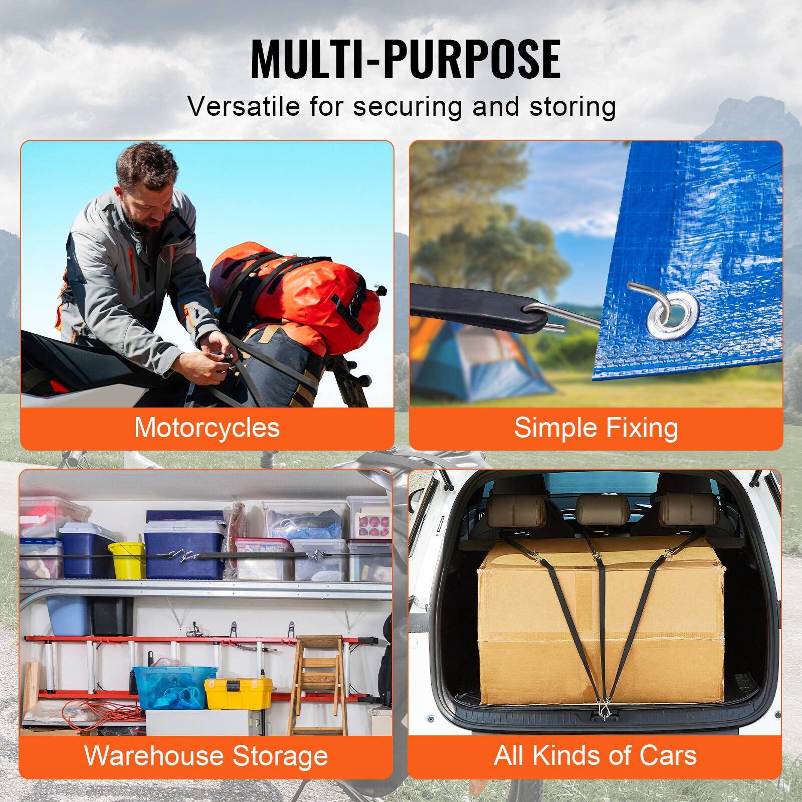 MULTI-PURPOSE  
Versatile for securing and storing

- Motorcycles
- Simple Fixing
- Warehouse Storage
- All Kinds of Cars
