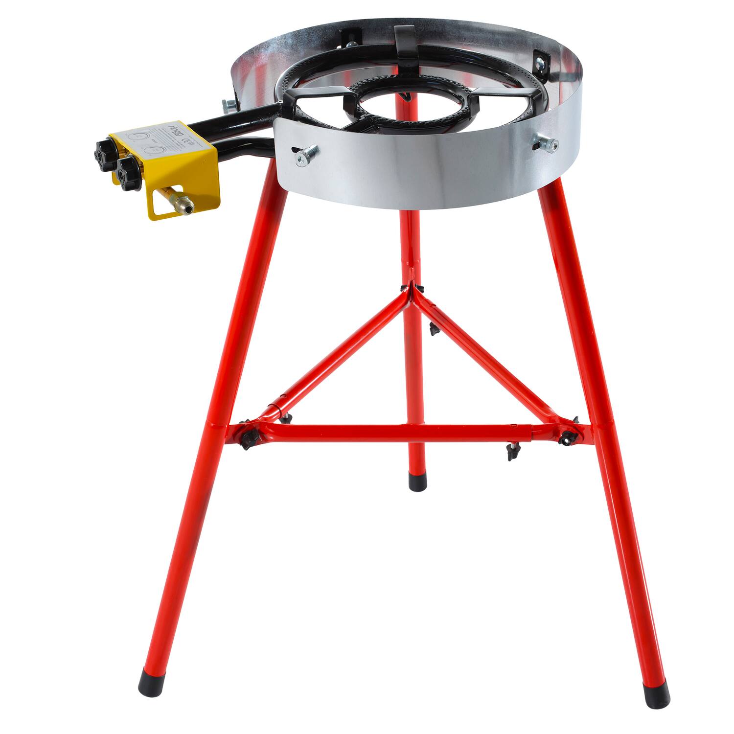 Back. Ringg - Chef Series Compact Outdoor Propane Flat Top Cooking Kit, 18" Enameled Steel Pan, Dual Burner, Stand - Multicolored.