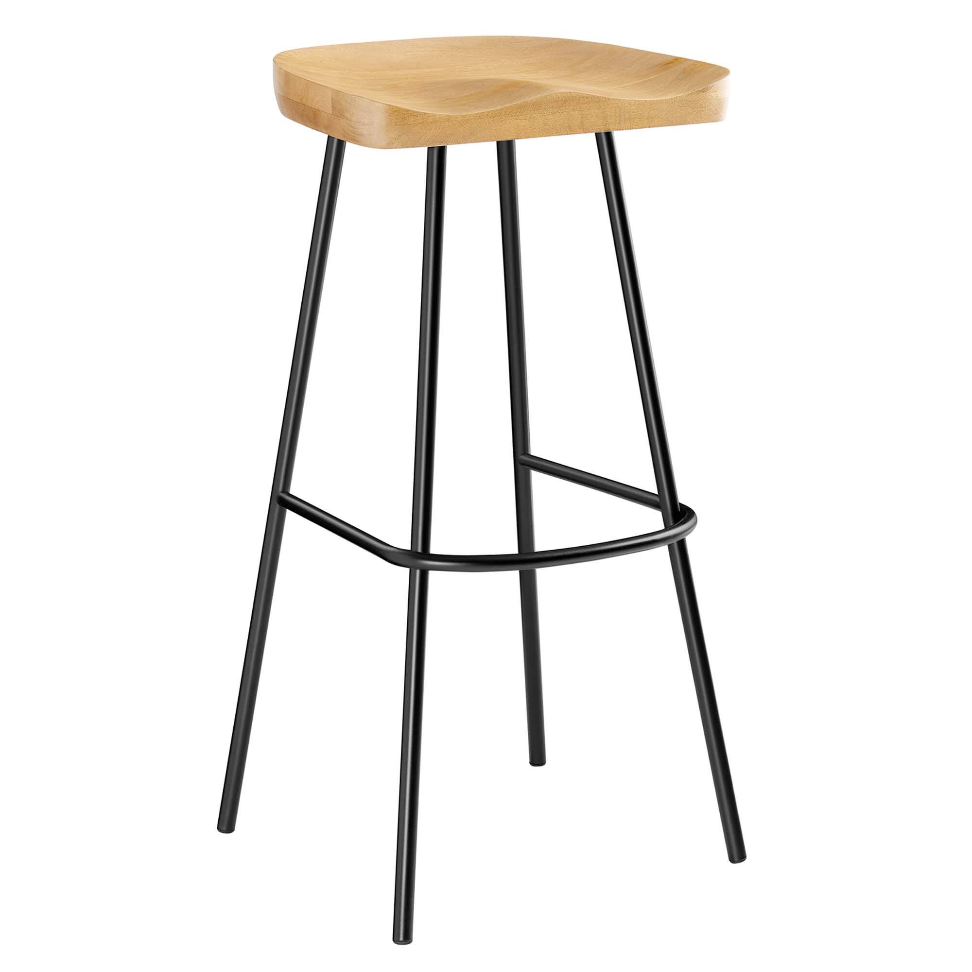 Back. Modway - Concord Backless Wood Bar Stools Set of 2 - Brown.