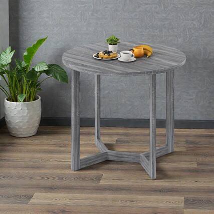 Front. Hivvago - Stylish 36-Inch Wood Round Table with Decorative Wing Pedestal for Small Spaces - Black.