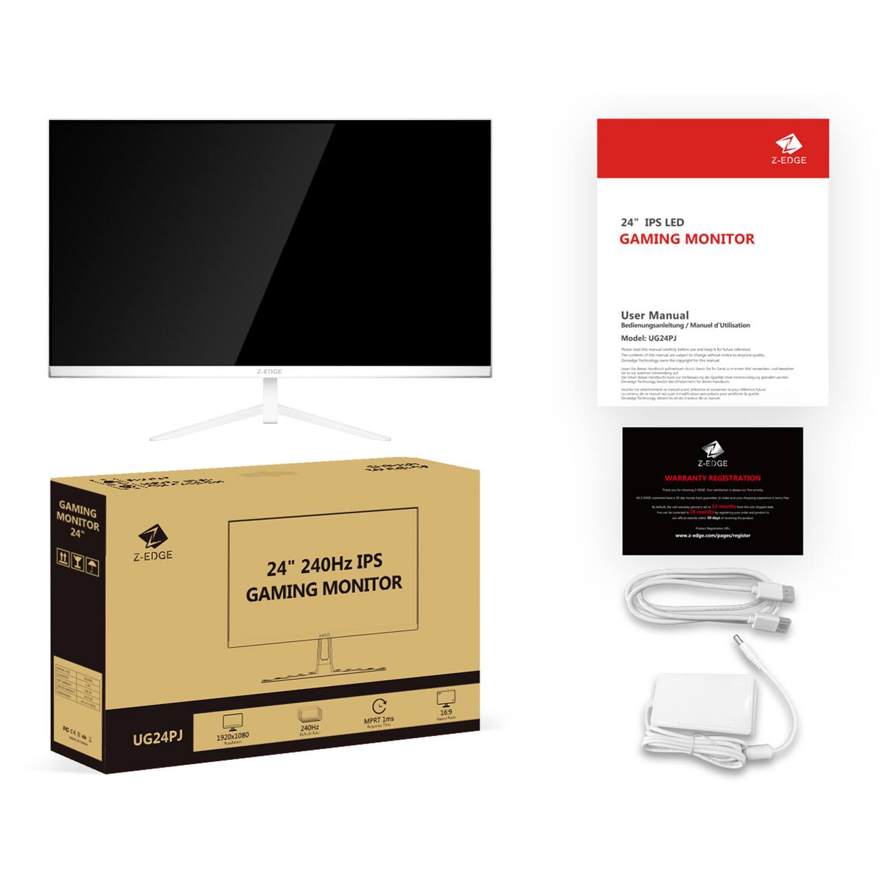 Z Edge 24 inch FHD 1920x1080 240Hz 1ms IPS Gaming Monitor, HDMI