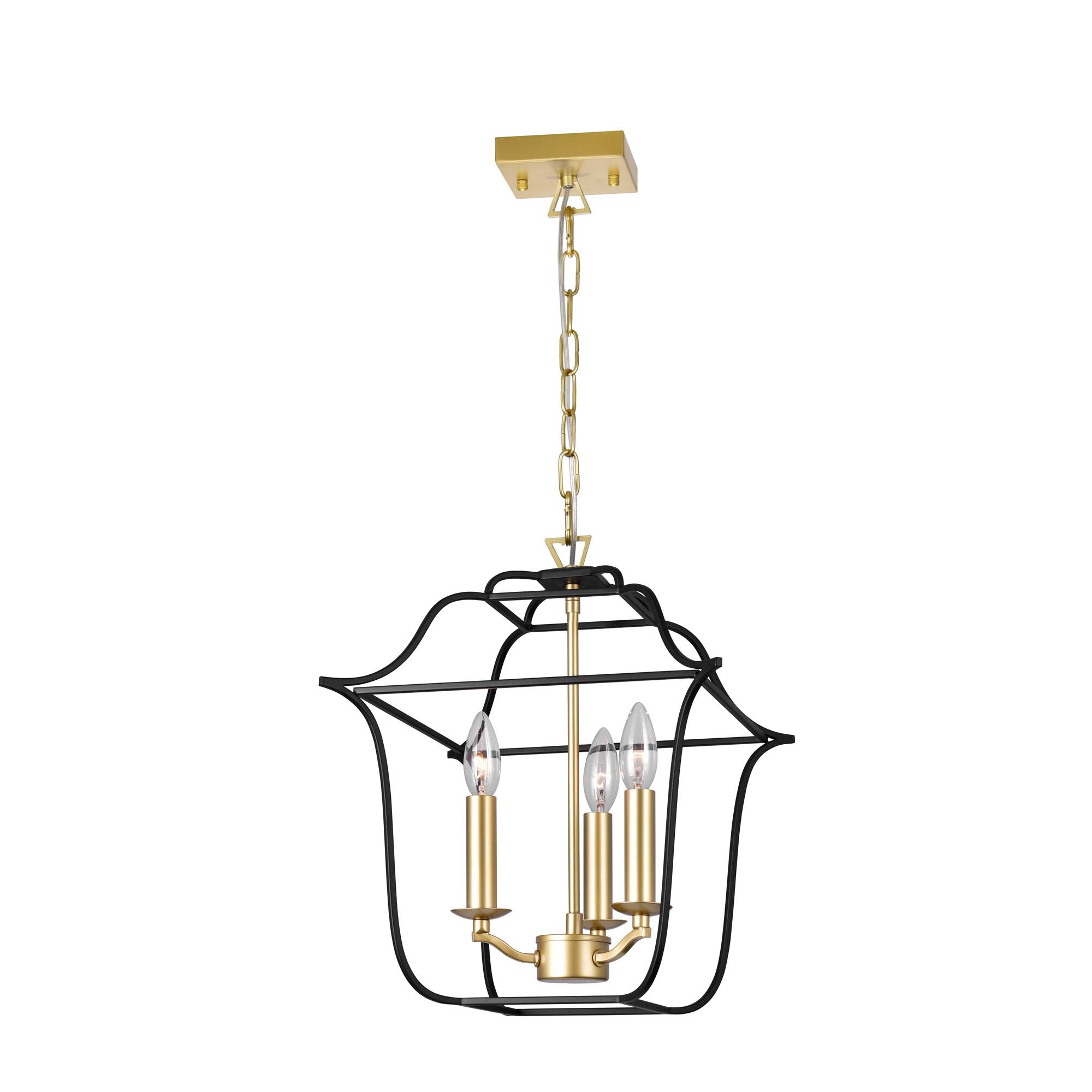 CWI Lighting - Tudor 3 Light Pendant With Finish - Satin Gold & Black
