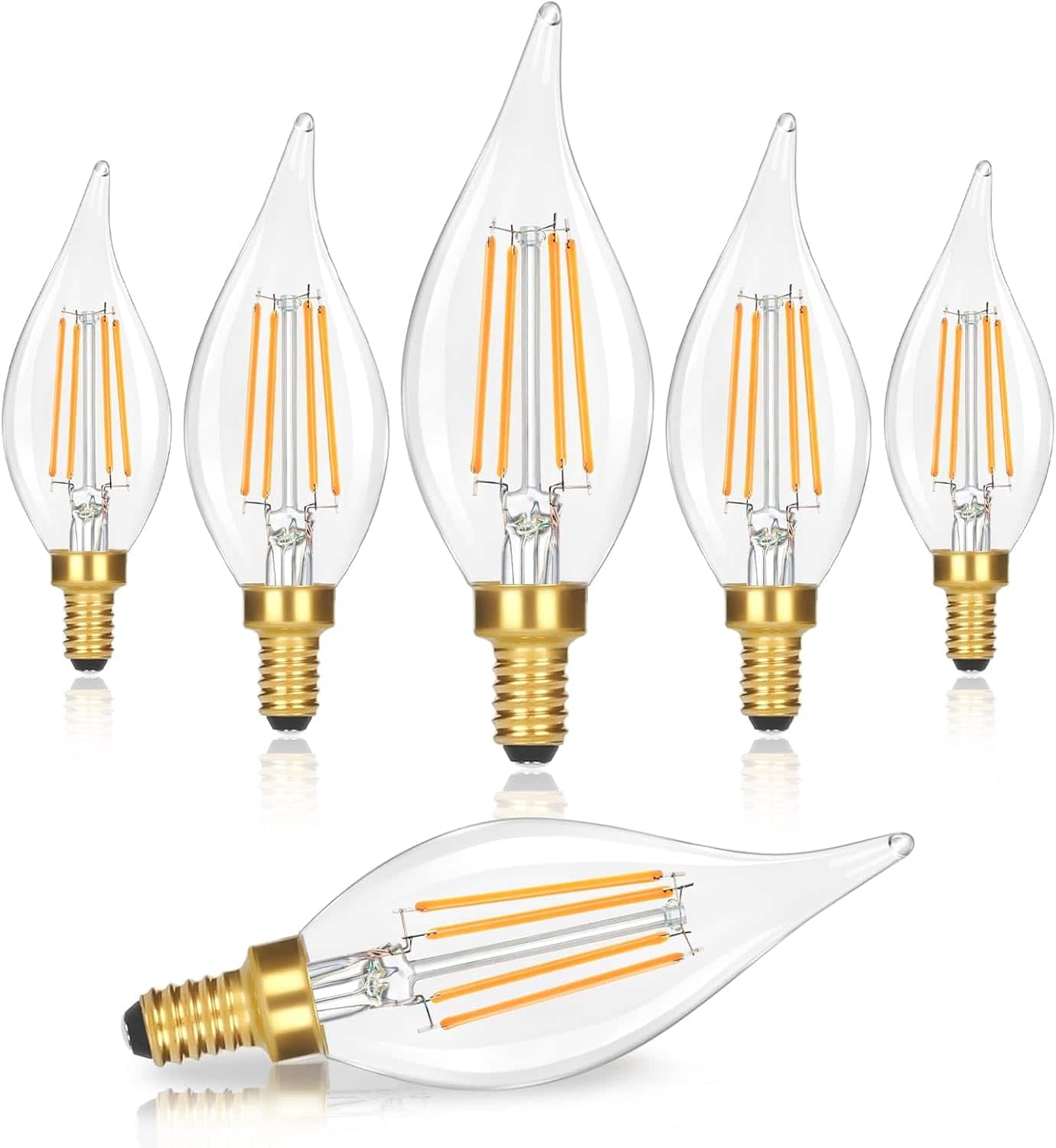 Nordic Hygge - E12 LED Candelabra Bulbs 40W Equivalent, 6-Pack 4W 460LM Dimmable Candle Light, 5000K Daylight White Chandelier Bulbs
