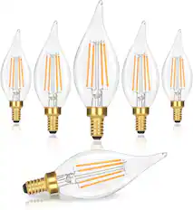 Front. Nordic Hygge - E12 LED Candelabra Bulbs 40W Equivalent 6-Pack 4W 460LM Dimmable Candle Light 2700K Warm White.