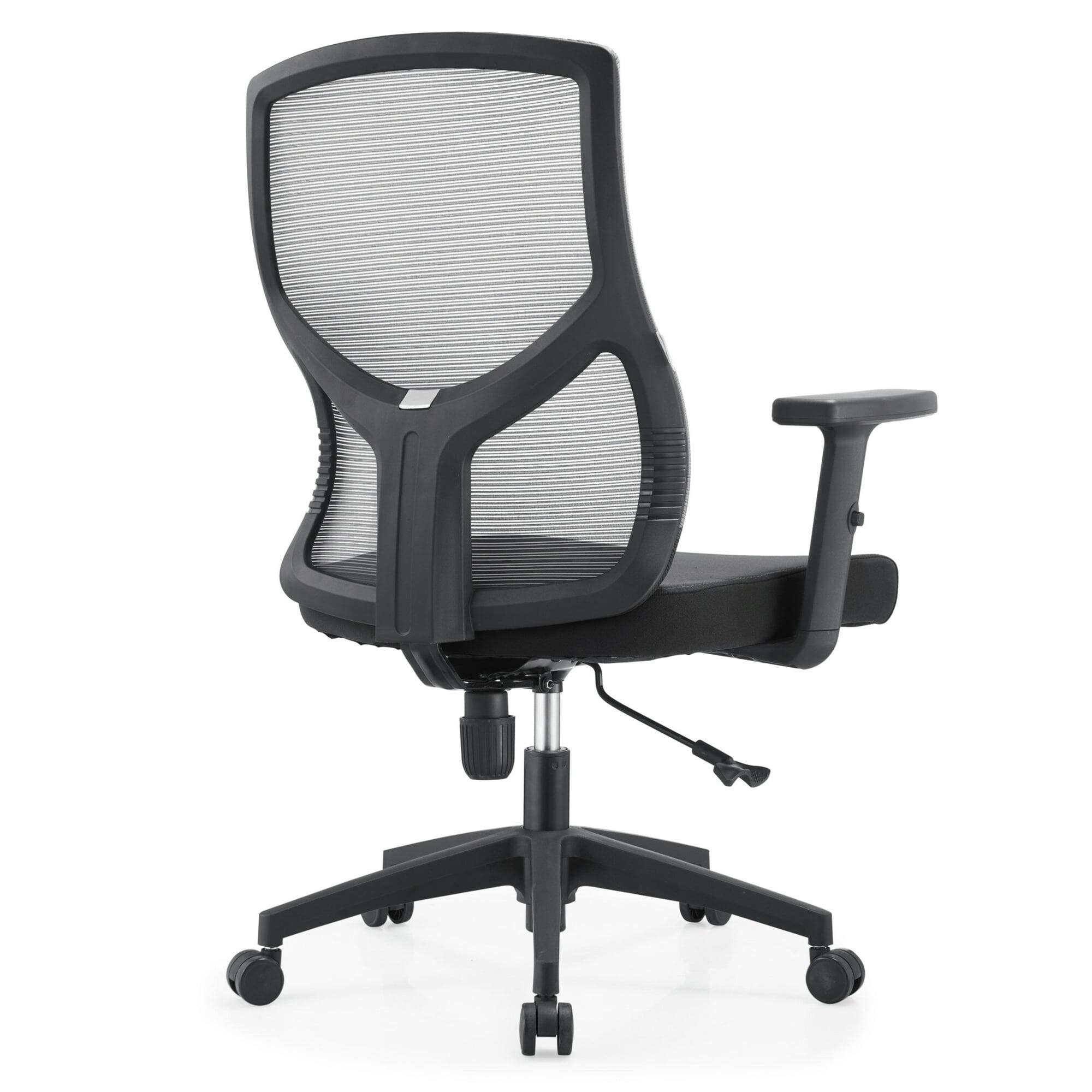 Alt View 3. LeisureMod - Glen Office Chair Upholstered Cotton Mid-Back Mesh Computer Chair with Adjustable Height, Swivel and Tilt - Light Grey.