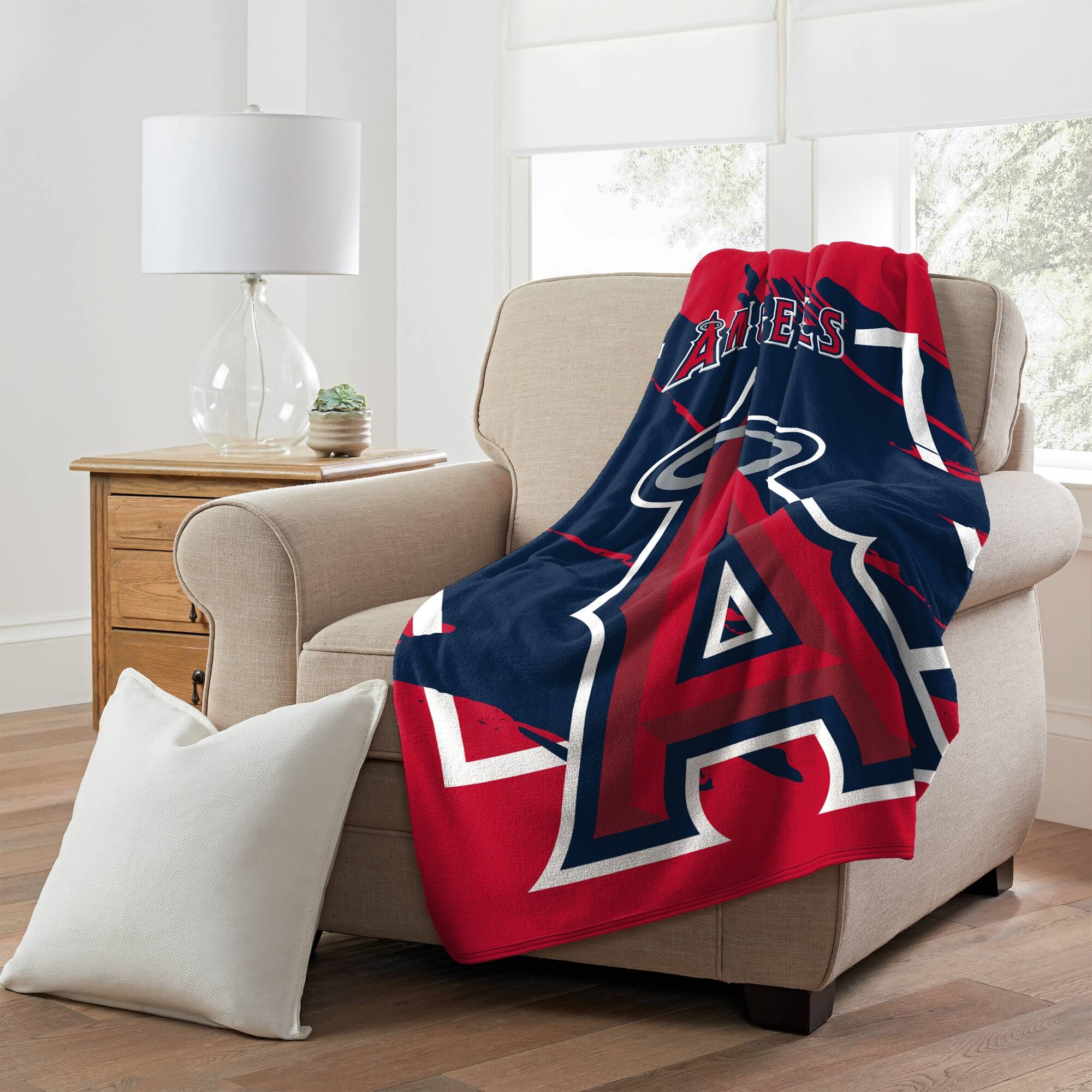 Alt View 2. Northwest - Los Angeles Angels 46" x 60" Dimensional Micro Raschel Plush Throw Blanket - Red.
