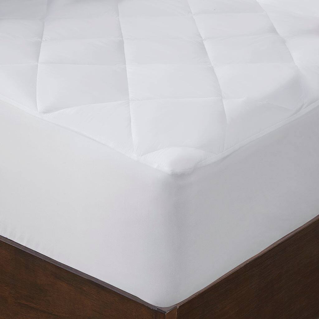 Alt View 1. Gracie Mills - Gracie Mills Salazar Solid Classic Diamond Quilted Microfiber Waterproof Mattress Pad - White.