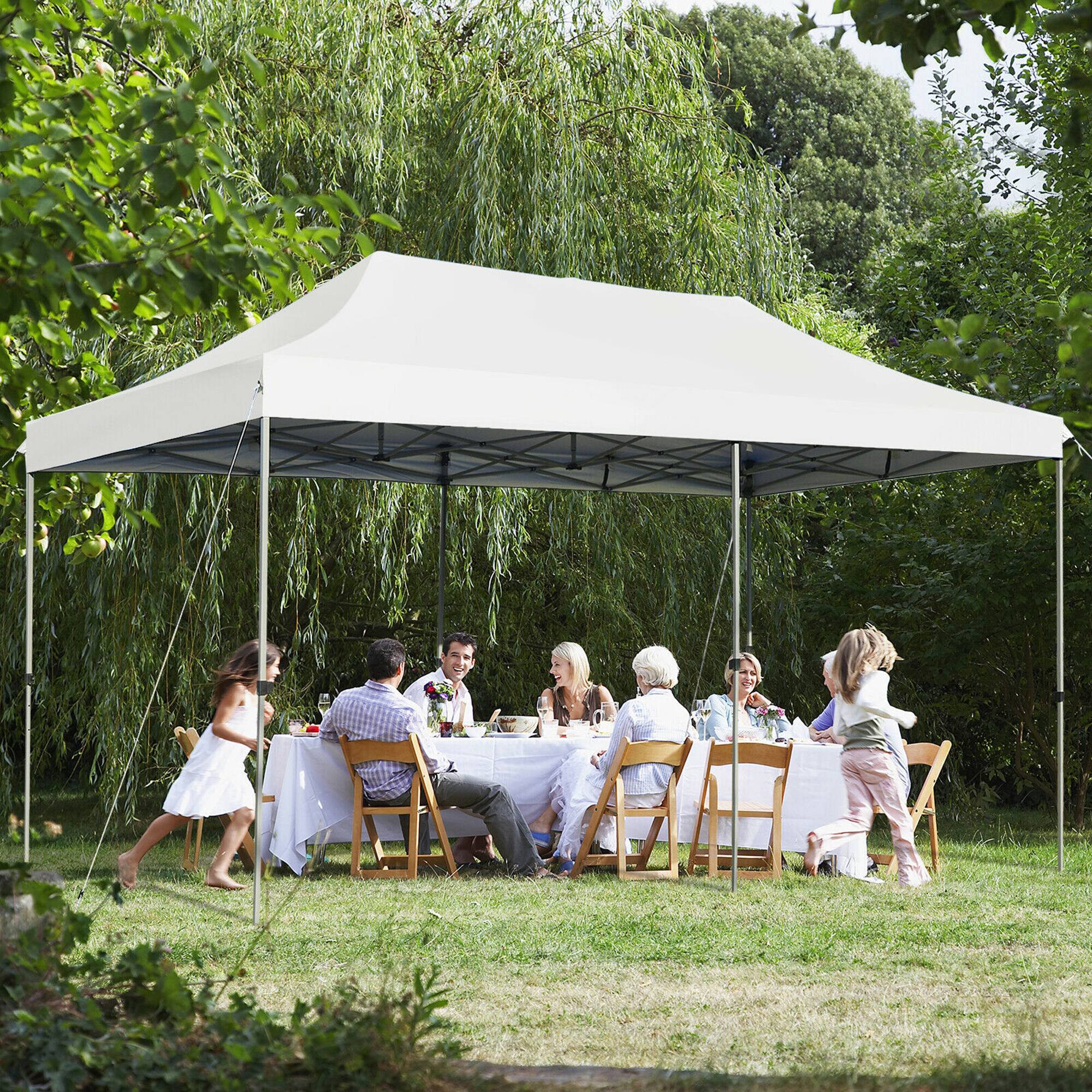 Alt View 3. Gymax - Gymax 10'x20' Pop up Canopy Tent Folding Heavy Duty Sun Shelter Adjustable W/Bag White - White.