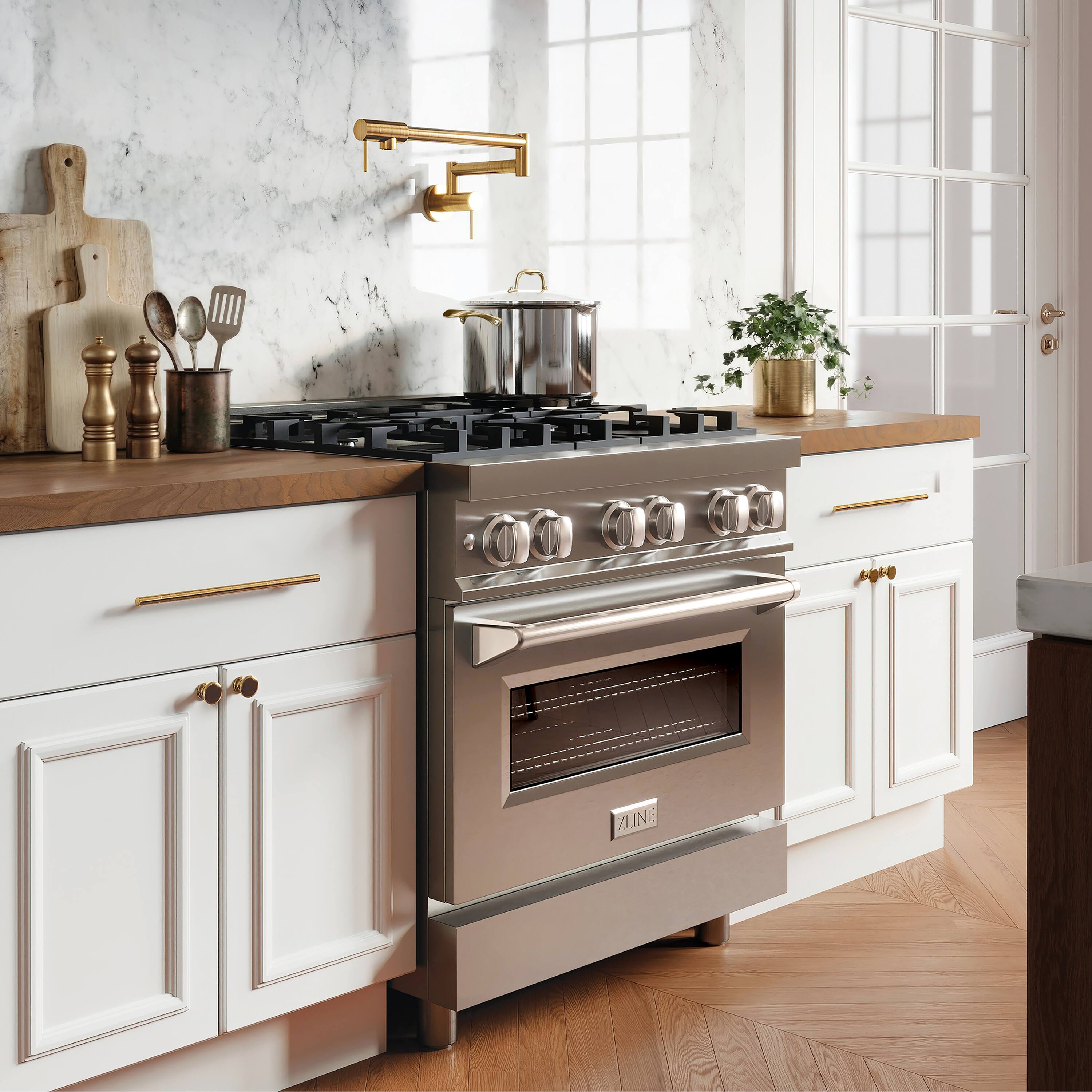 Alt View 13. ZLINE - 30 in. 4.0 cu. ft. Legacy Freestanding Dual Fuel Range with 6 Burners and Electric Convection Oven in Stainless Steel - Stainless steel.