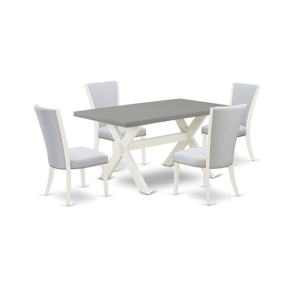 Left. East West Furniture - East West Furniture 5-Piece Dinette Set Includes 4 Mid Century Dining Chairs with Upholstered Seat and Stylish - Multi-Color.